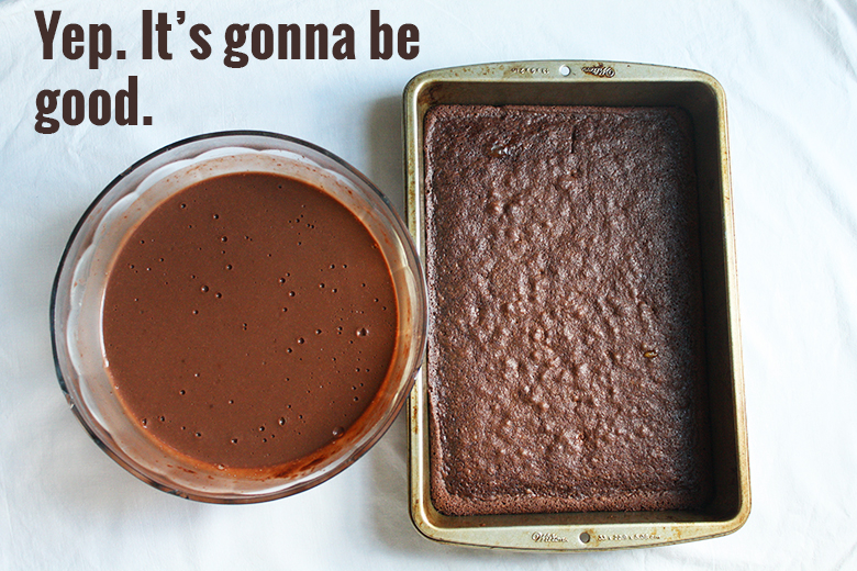 Brownies and chocolate pudding to make butterfinger trifle