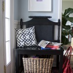 Turn a headboard into a glam, glossy bench for your foyer!