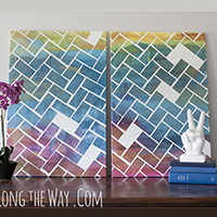 DIY large-scale herringbone art - anyone can make this! Your kids can help!