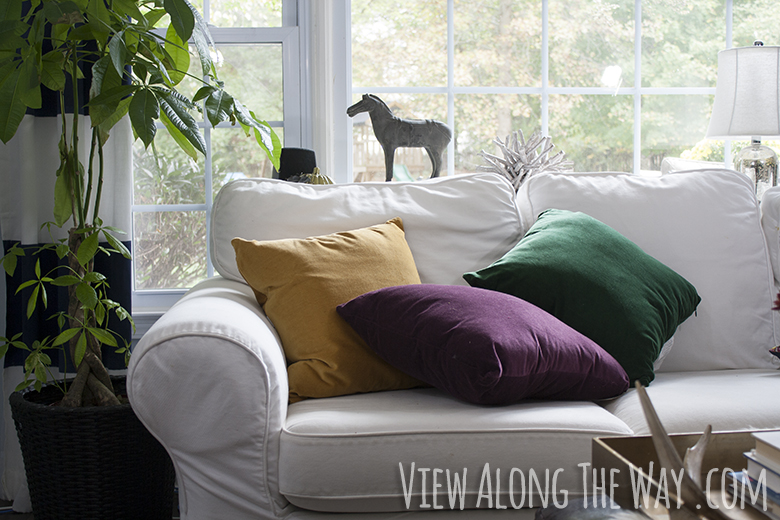 Velvet throw pillows in various colors