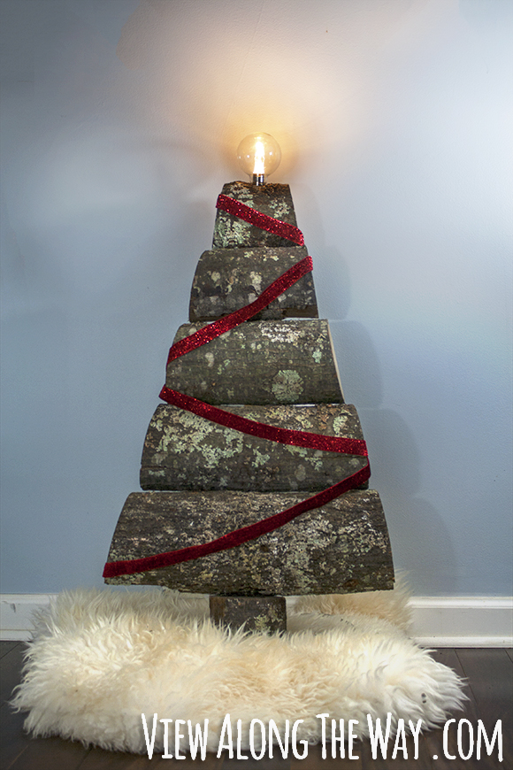 DIY advent tree from split logs!