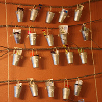 Advent calendar from buckets & branches -- Plus tons of other creative DIY advent ideas at this link!