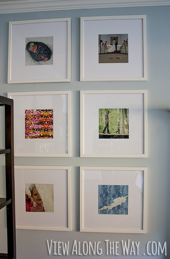 wall of oversized picture frames