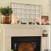 Window pane advent mantel - plus TONS of creative, beautiful advent ideas on this page!