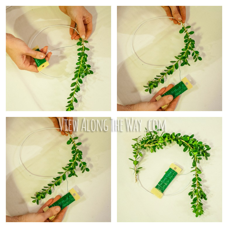 DIY Wire Coat Hanger Evergreen Christmas Wreath - Jenna Kate at Home