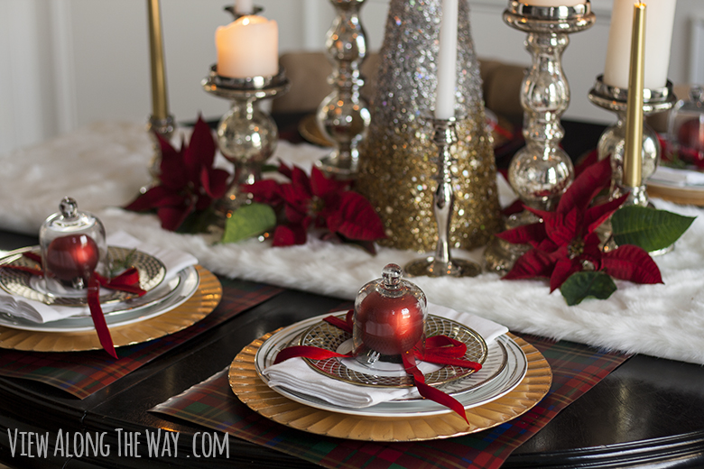 Christmas tablescape with reds and metallics!