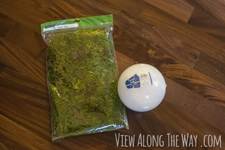 Materials to make a mossy kissing ball