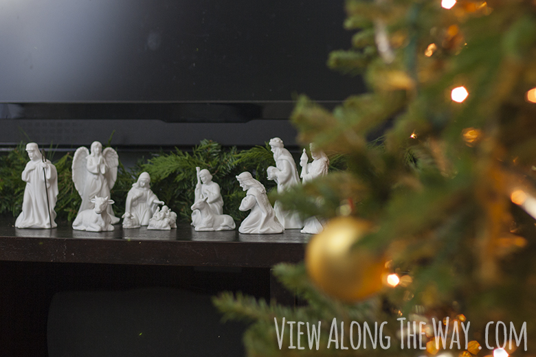 White ceramic nativity set
