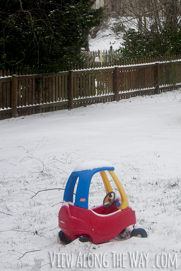 kids fisher price car stuck in snow