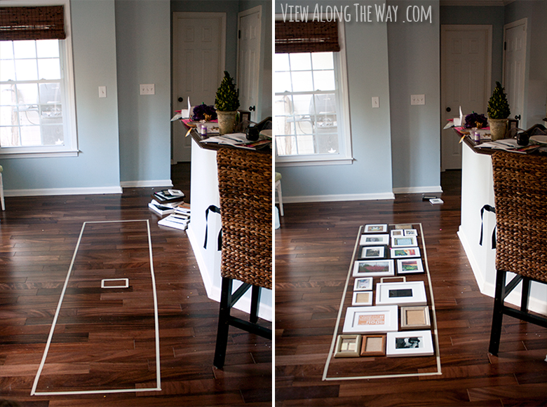 How to lay out a gallery wall: use masking tape on the floor!