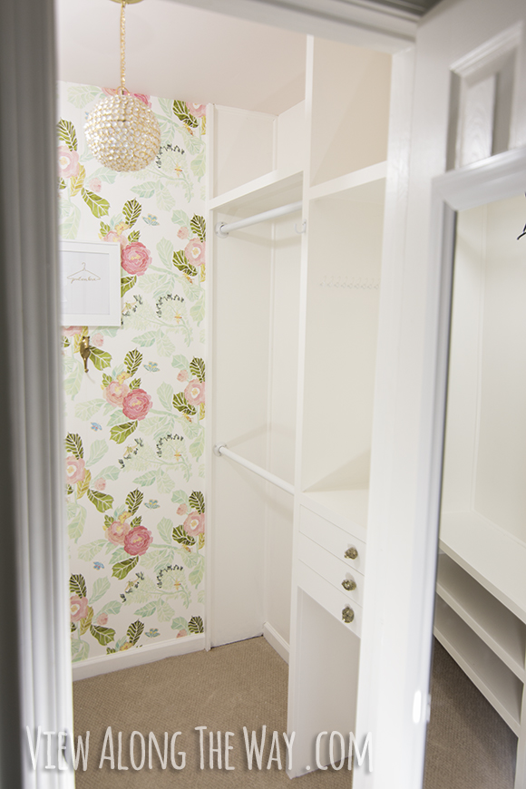Closet with wallpaper