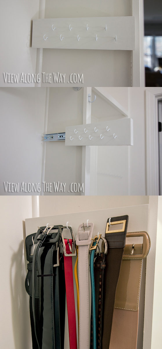 DIY slide-out belt organizer