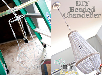 diy wood beaded chandelier