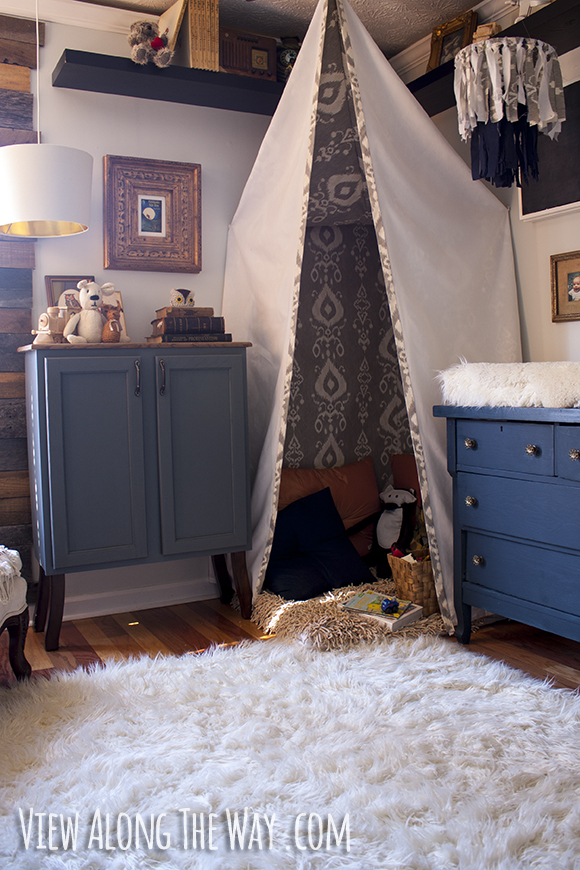 Boy nursery with reading nook