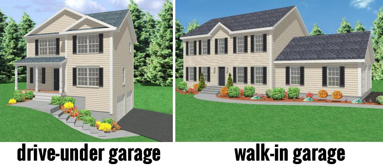 Driive-under garage vs walk-in garage