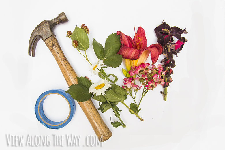 Materials for DIY crushed flower art