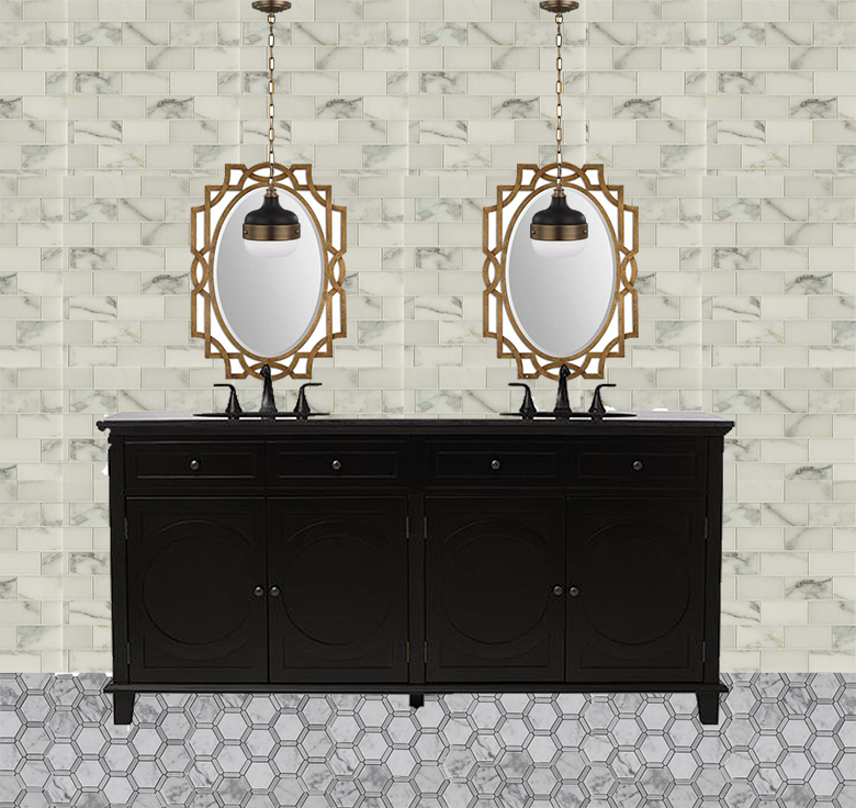 Bathroom design plan - vanity smaller than the wall