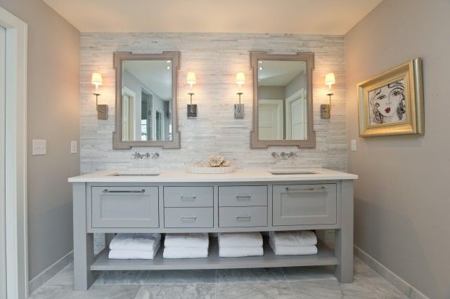 Bathroom vanity that's shorter than the wall